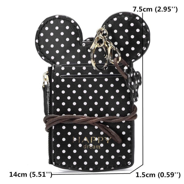 Polka Dot Monogrammed Disney Mickey Minnie Mouse Coin Purse Lanyard