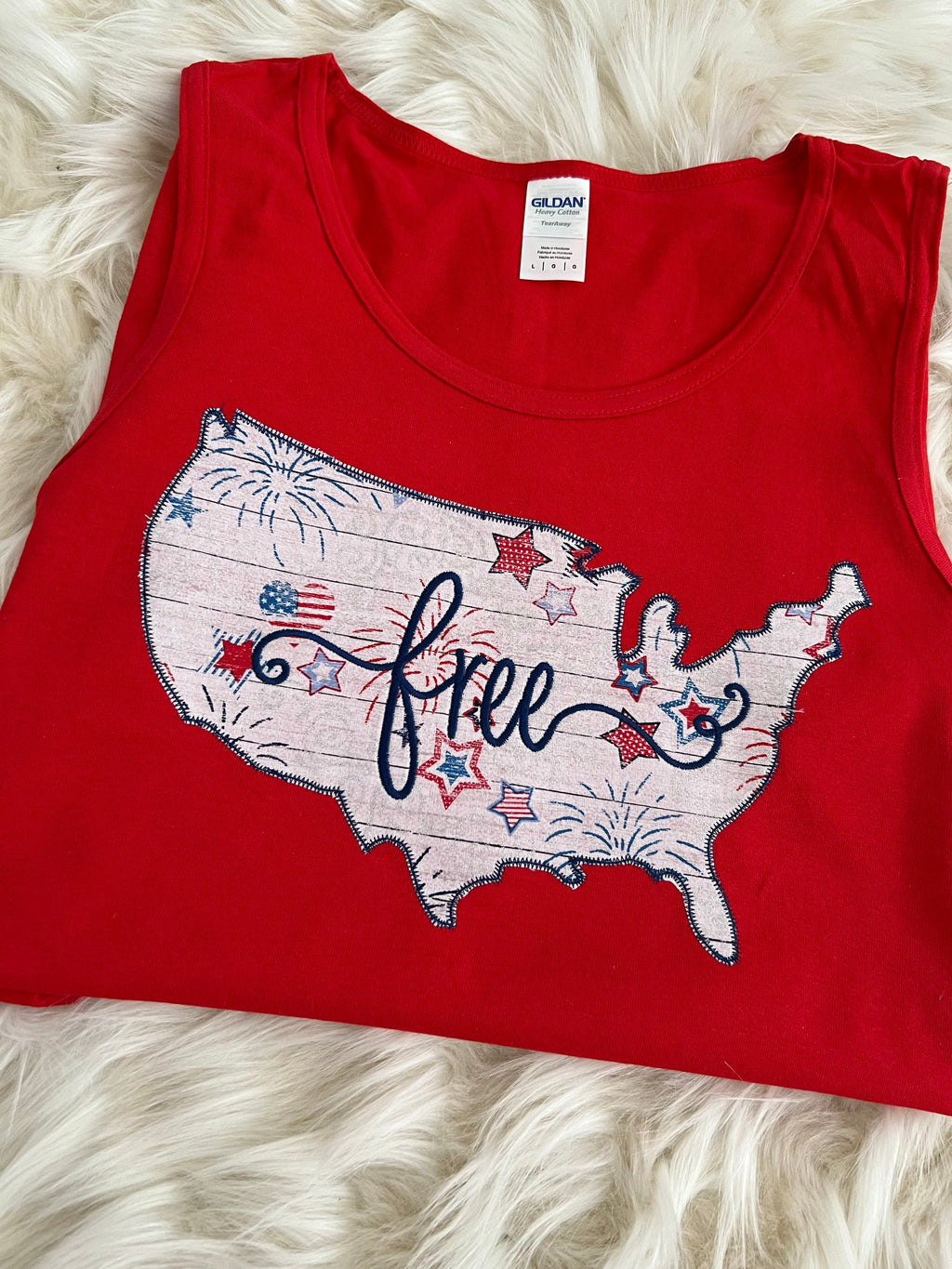 America Applique Tank  | USA Fourth of July Tank Top | Mommy and Me Embroidered Shirt