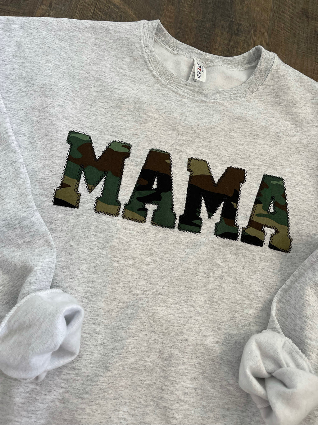 Mama Camo Applique Embroidered Sweatshirt
