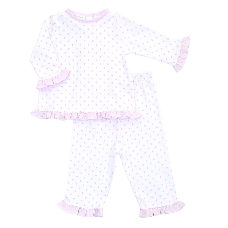 Magnolia Baby Pink Gingham Dots 2 Piece Pajama Set