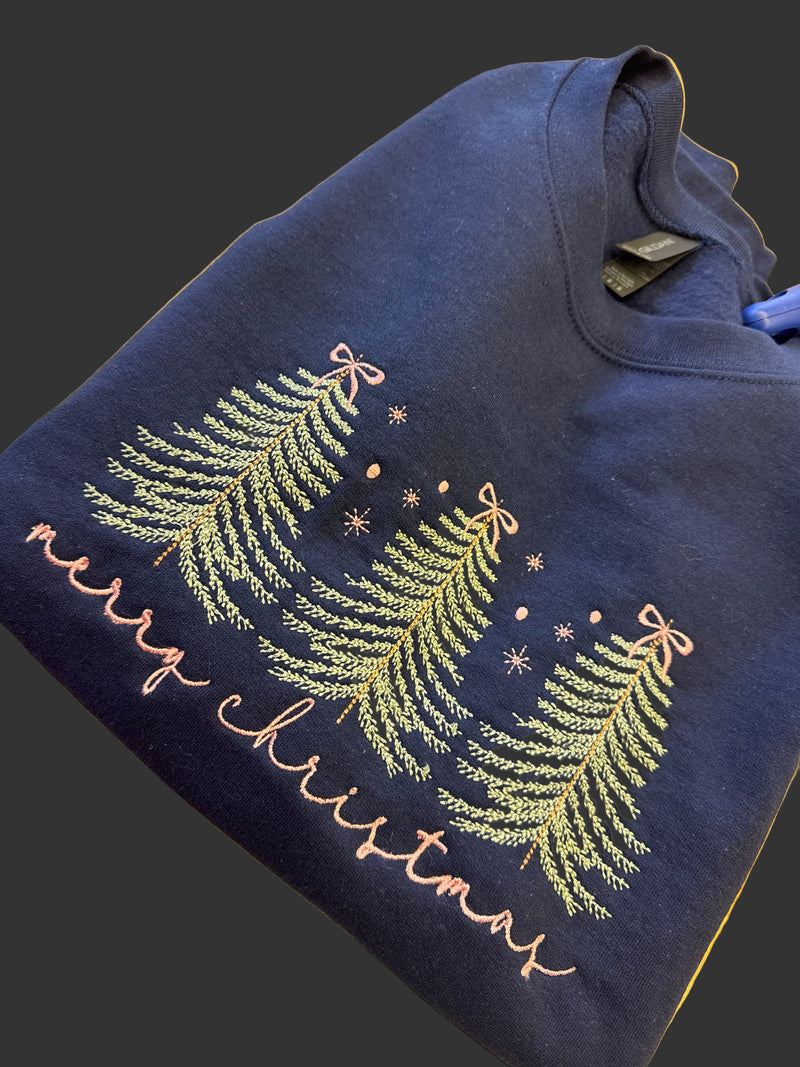 Christmas Tree Embroidered Sweatshirt