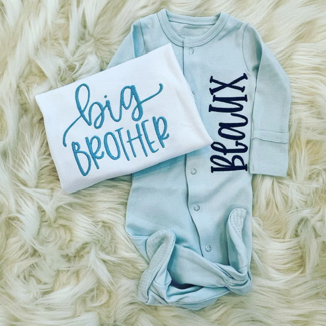 Embroidered Big Brother/Sister and Footie Sibling Set