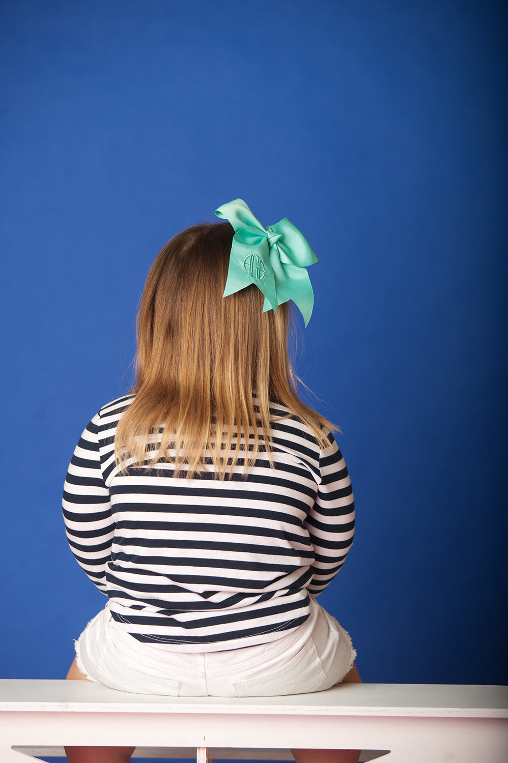 Monogrammed Mint Hair Bow