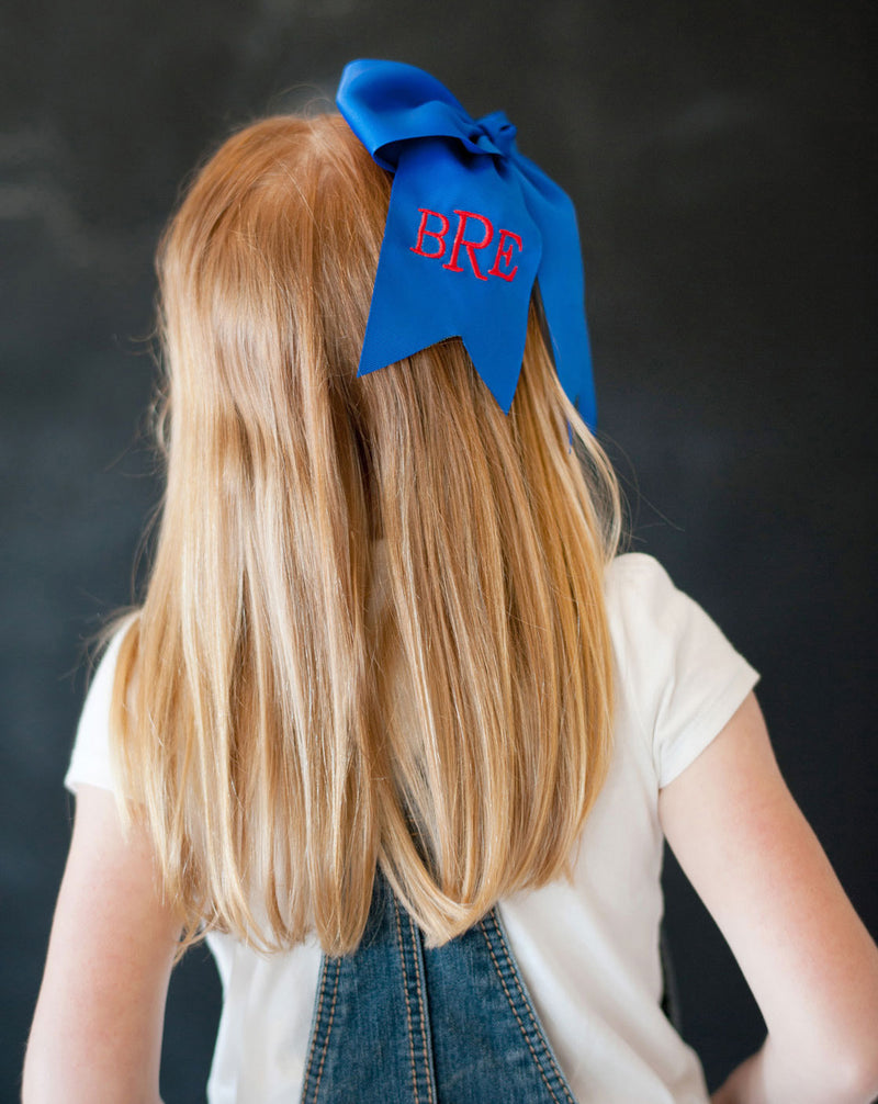 Monogrammed Royal Blue Hair Bow