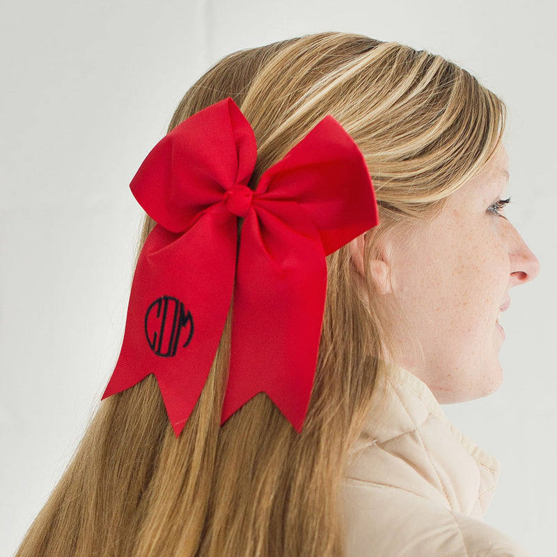 Monogrammed Red Hair Bow