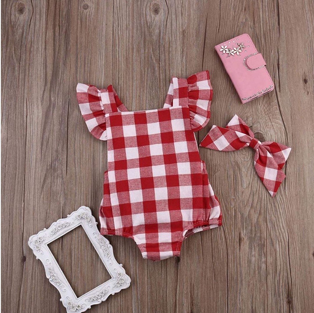 Baby Girl Red Gingham Bubble – Everly Enchanted Designs