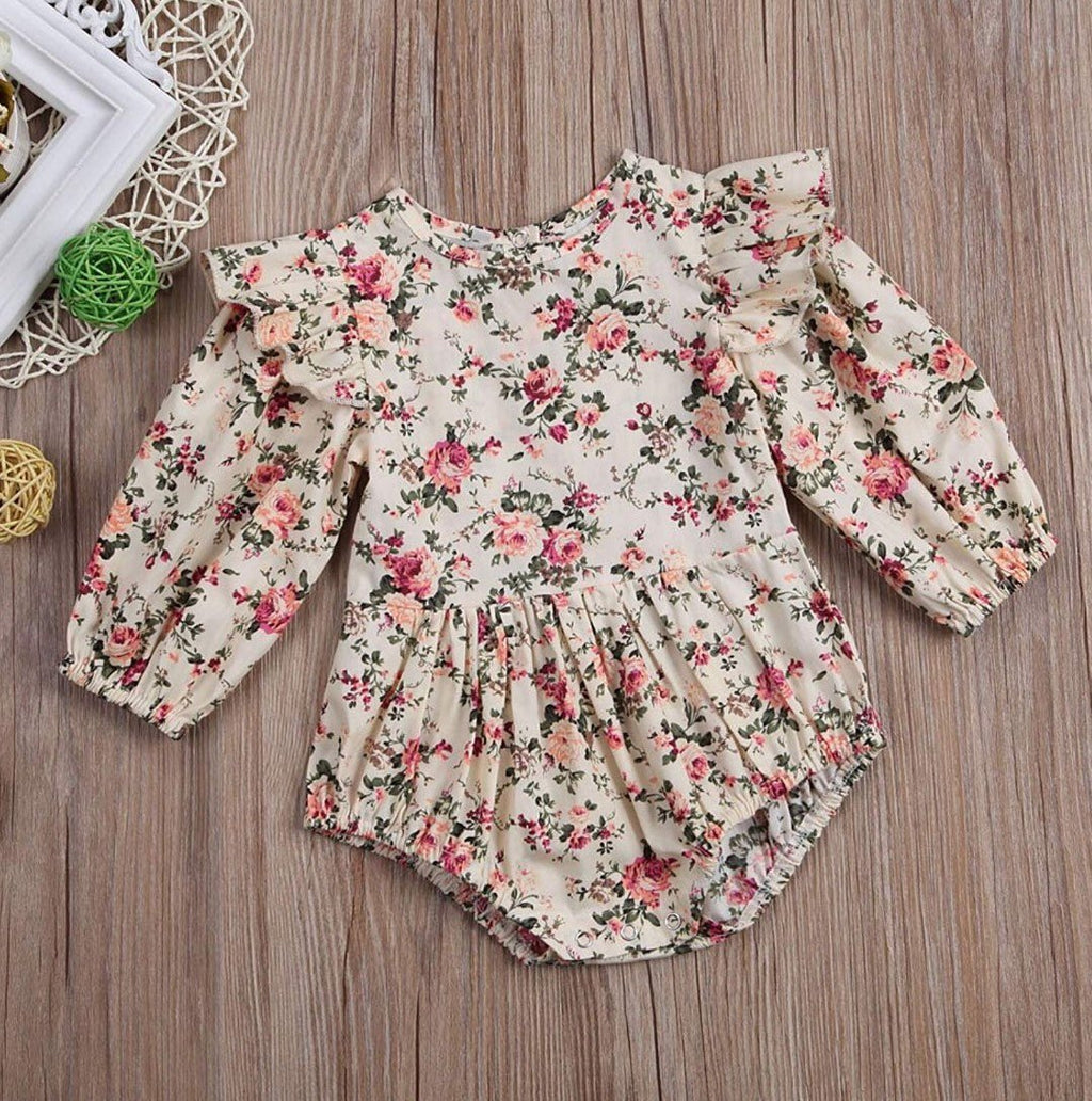 Baby Girl Ruffle Long Sleeve Fall Floral Bubble Romper – Everly Enchanted  Designs