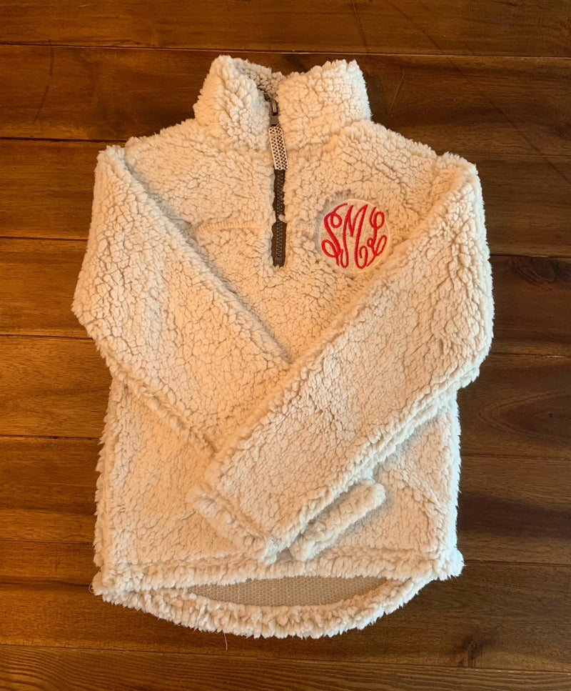 SALE Monogrammed Youth Toddler 1/4 Zip Sherpa | Girls Monogrammed Quarter Zip Sherpa | Monogrammed Girls Christmas Present