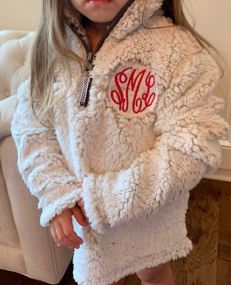 SALE Monogrammed Youth Toddler 1/4 Zip Sherpa | Girls Monogrammed Quarter Zip Sherpa | Monogrammed Girls Christmas Present