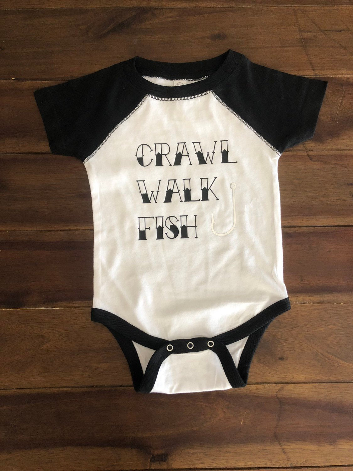 Crawl Walk Fish Baby Onesie, Boy Beach Trip Onesie