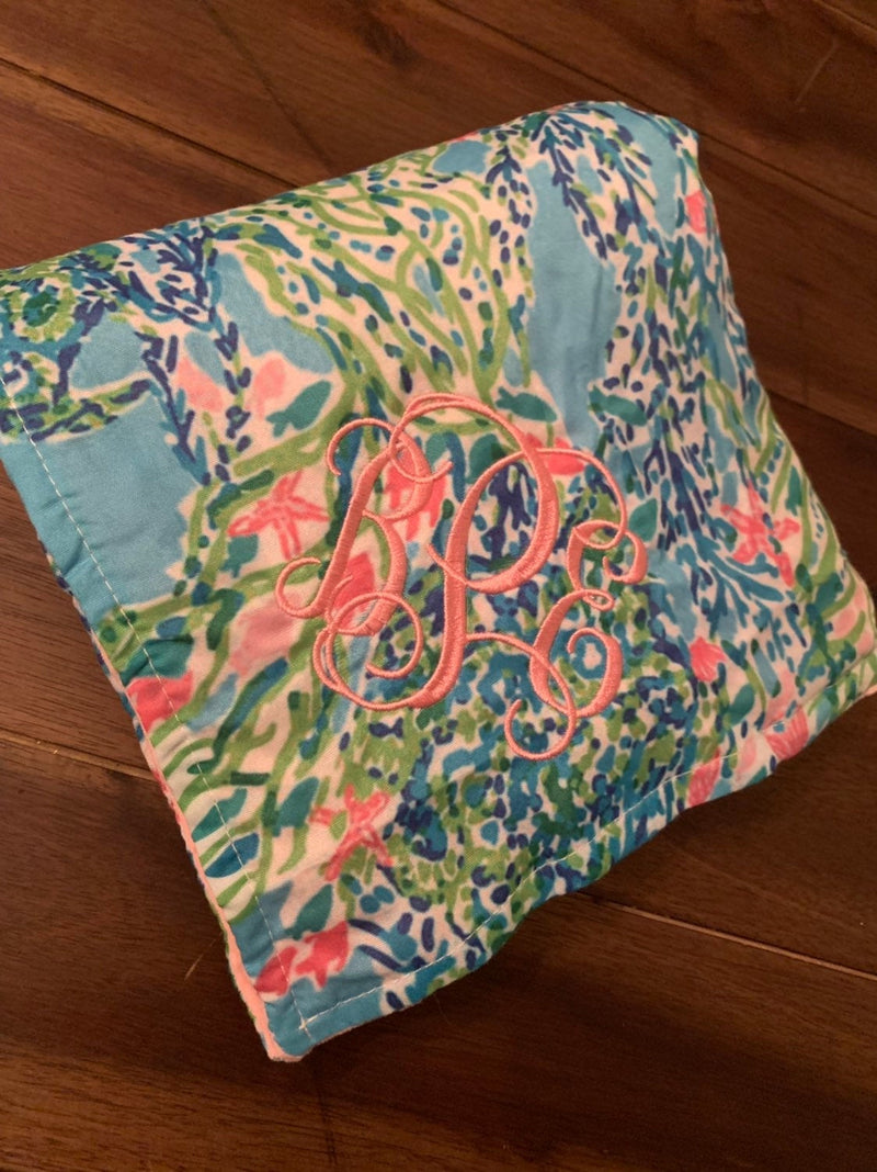 Monogrammed Lilly Pulitzer Inspired Floral Baby Blanket