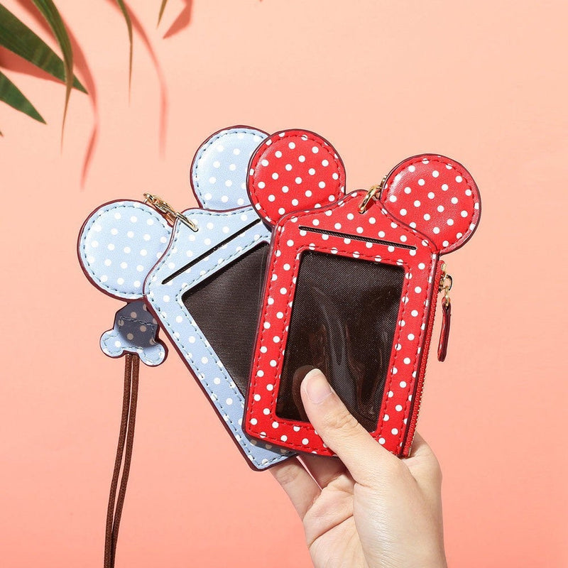 Monogrammed Disney Polka Dot Mickey Minnie Mouse Coin Purse Lanyard | Fish Extender Gift | Disney ID Wallet