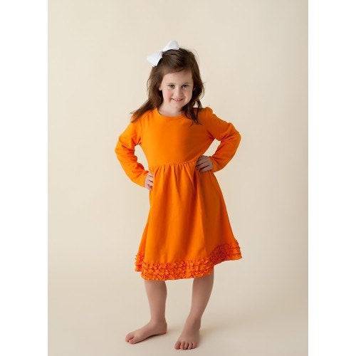 Girls Tennessee Orange Monogrammed Ruffle Trim Dress
