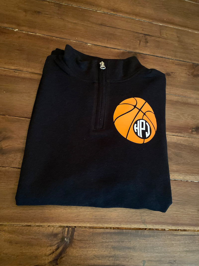 Basketball Monogrammed Zip-Up | Sports Monogrammed Pullover | Monogrammed Basketball Gift