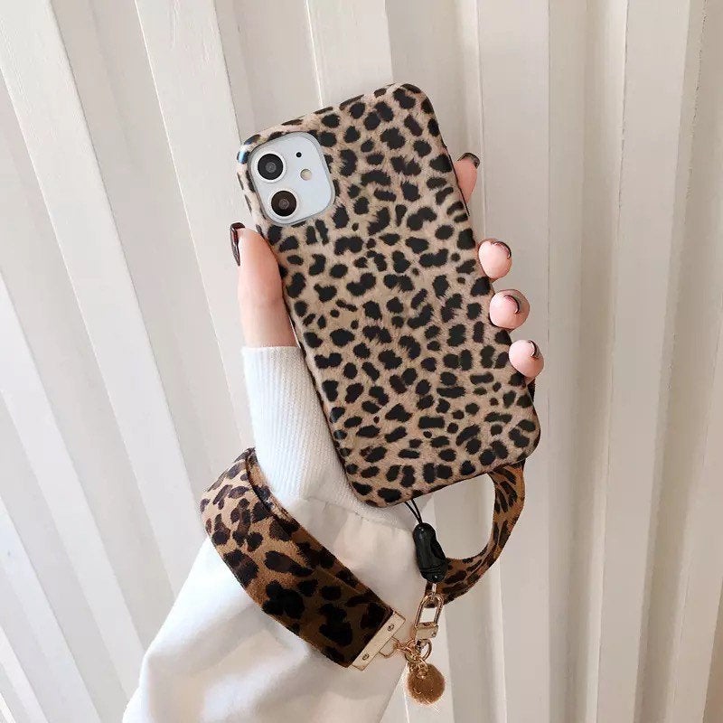 Monogrammed Leopard iPhone Case and Lanyard I Monogrammed Gold Foil Cheetah Phone Case I  Personalized Leopard Cheetah Gold iPhone X 11 Max
