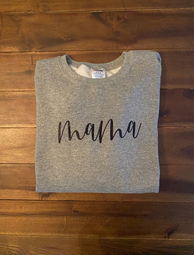 Simple Mama Embroidered Script Sweatshirt  | Handwritten mama Minimal Monogrammed Pullover, Gift for Mom, Custom Personalized mama Jacket