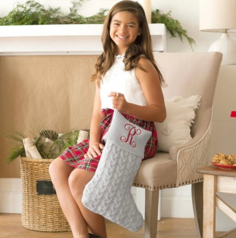 Monogrammed Cable Knit Stocking