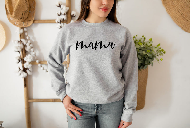 Simple Mama Embroidered Script Sweatshirt  | Handwritten mama Minimal Monogrammed Pullover, Gift for Mom, Custom Personalized mama Jacket