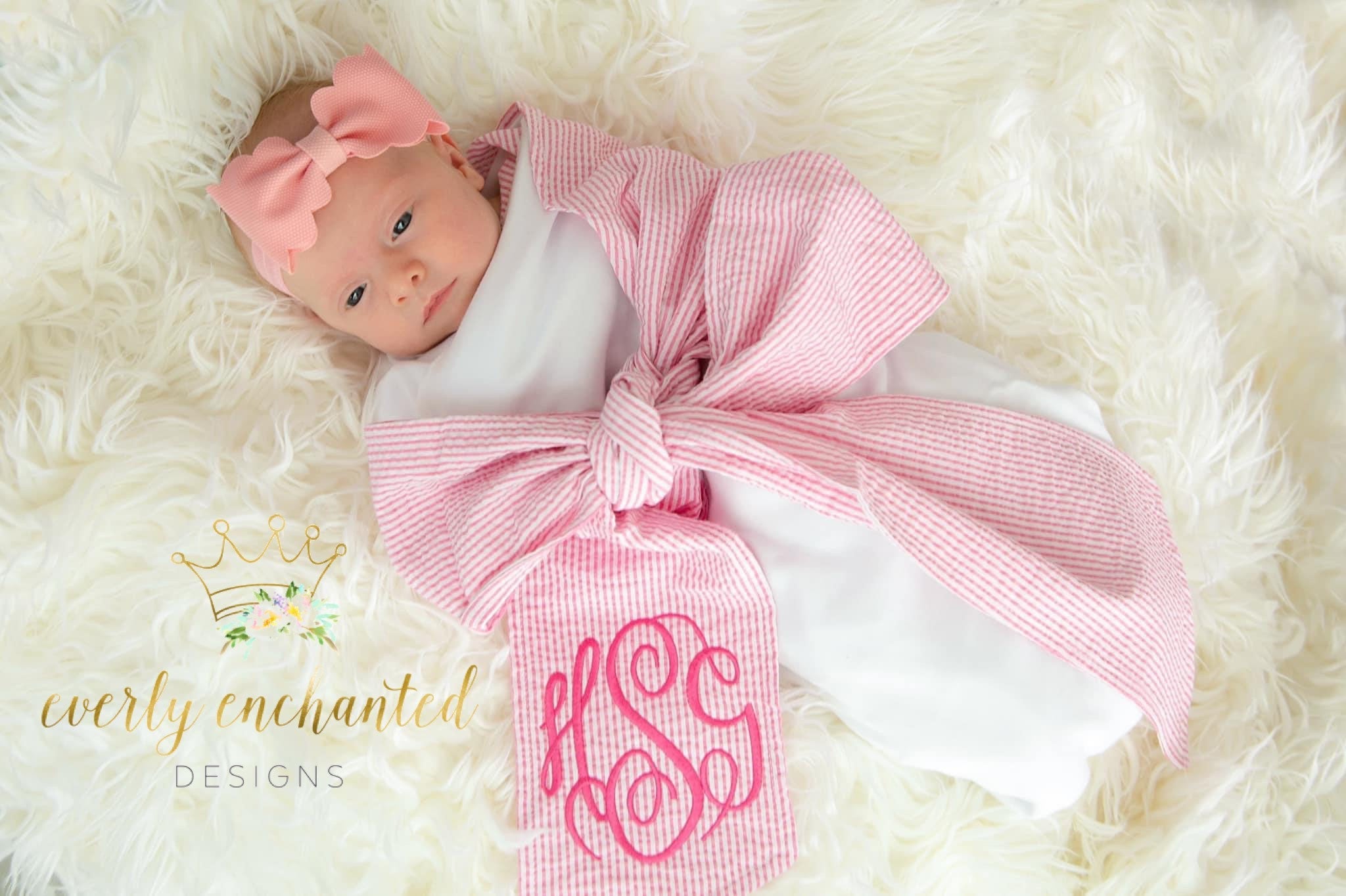 Bow Personalized Swaddle Blanket And Headband Bow Blanket Pink Bow