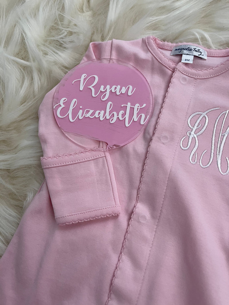 Personalized Acrylic Pink Name Sign | Personalized Baby Coming Home Sign | Birth Announcement Sign | Monogrammed Baby Gift