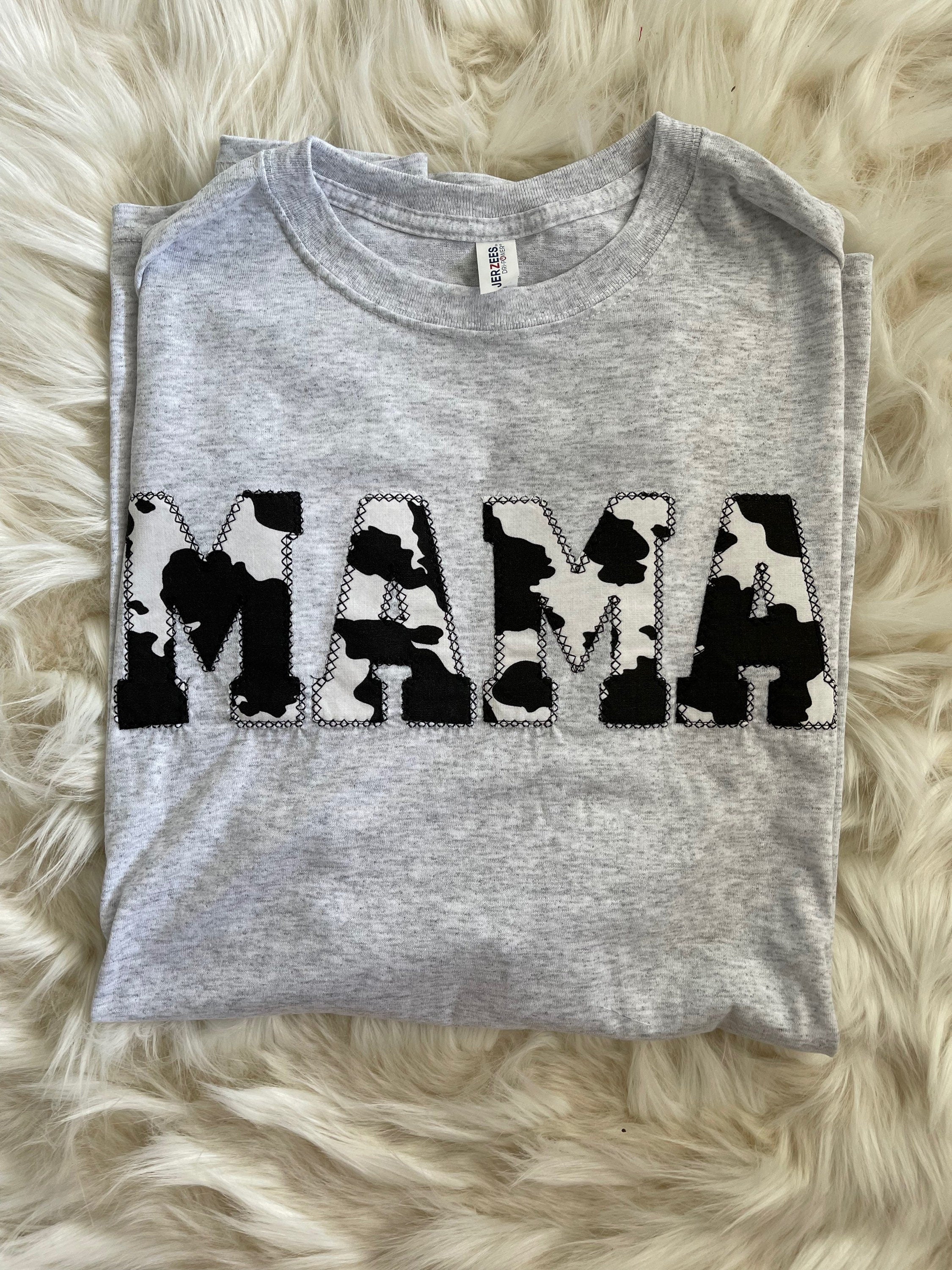 Mama Embroidered Cow Print Applique T-Shirt | Simple Top, Gift fo – Everly Enchanted Designs