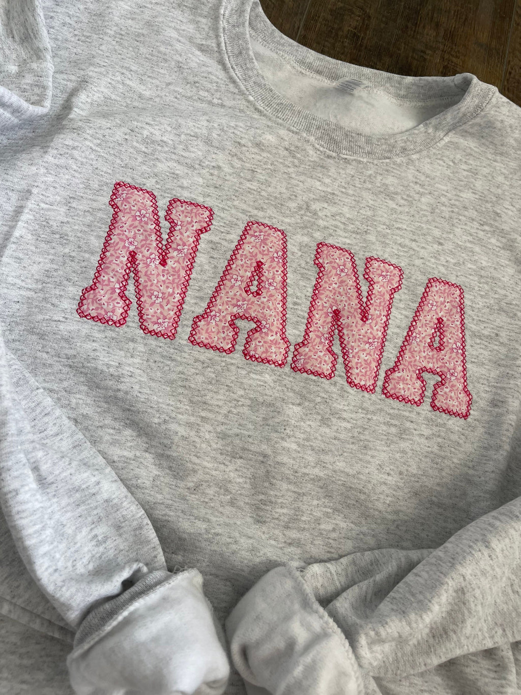 NANA Embroidered Pink Floral Applique Sweatshirt  | Simple NANA Pullover, Gift for Grandma, Personalized Nana Shirt