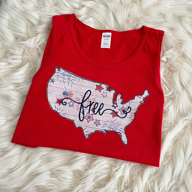America Applique Tank  | USA Fourth of July Tank Top | Mommy and Me Embroidered Shirt