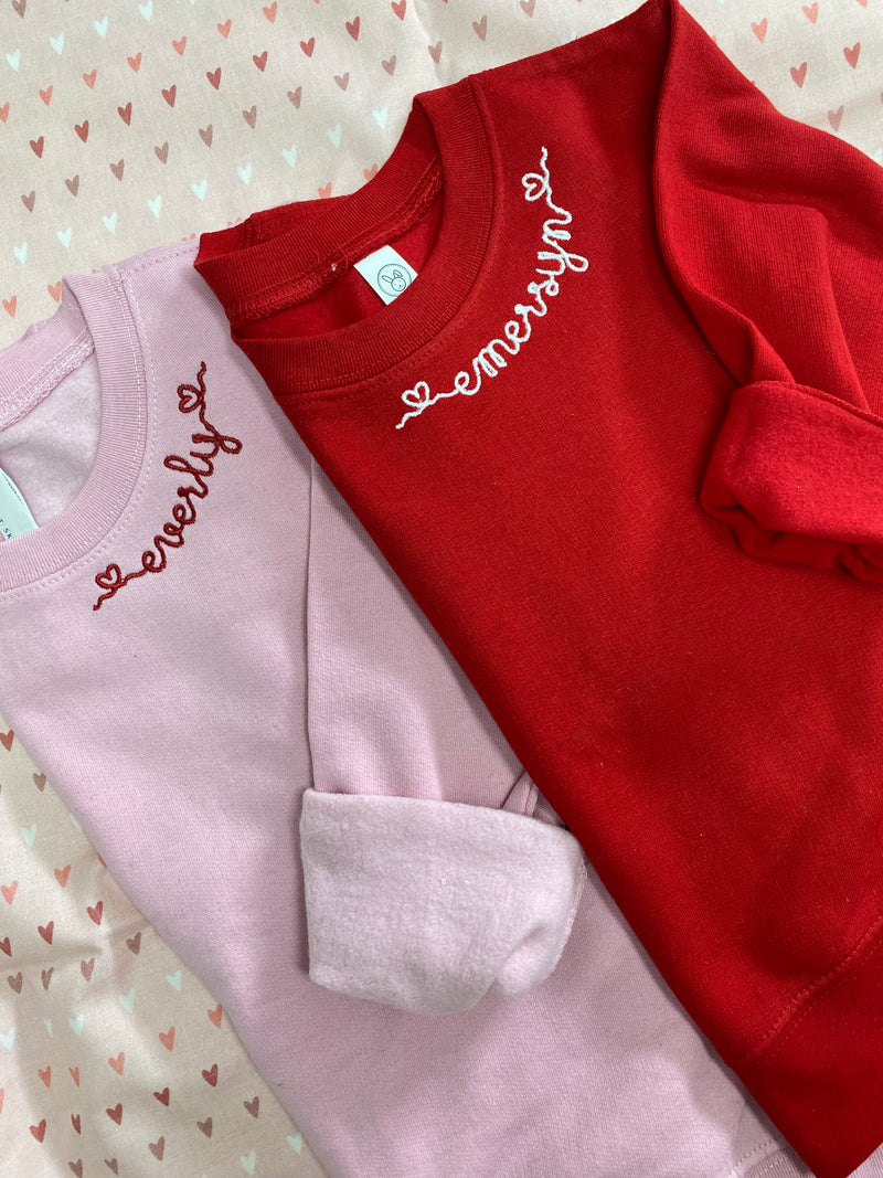 Toddler/Youth Valentine's Day Collar Name with Hearts Sweatshirt
