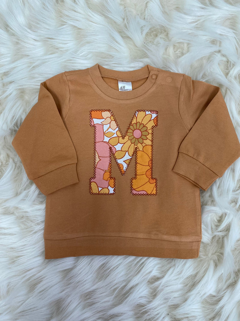 Toddler Single Initial Retro Applique Sweatshirt