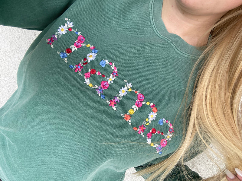 Comfort Colors Mama Embroidered Floral Sweatshirt